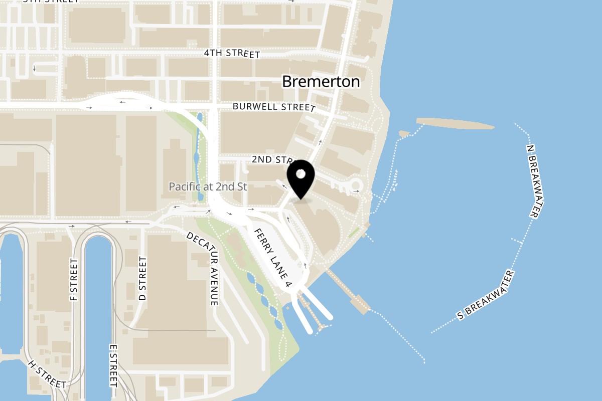 Map showing the location of Masala Bowls on 90 Washington Ave in Bremerton